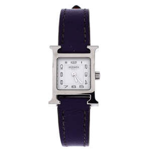 Hermes 17 Heure H Quartz Watch Stainless Steel and Leather